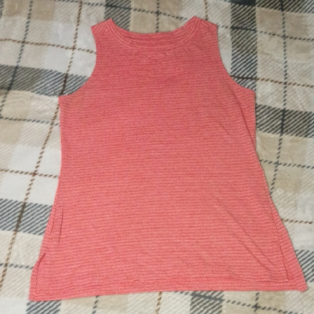 Athletic Works Coral Heathered Stripe Tank Top